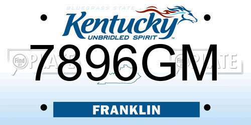 7896GM Kentucky License Plate