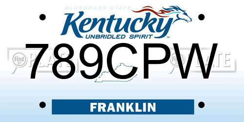 789CPW Kentucky License Plate