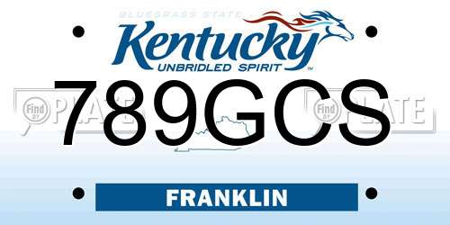 789GCS Kentucky License Plate