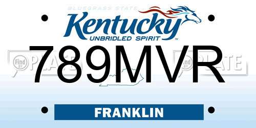 789MVR Kentucky License Plate