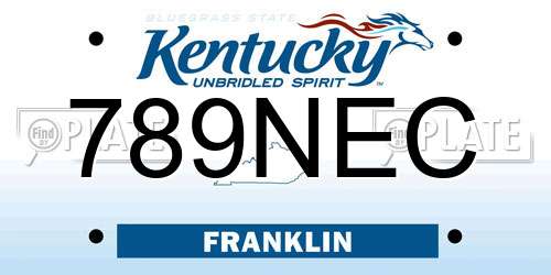 789NEC Kentucky License Plate