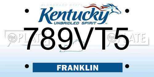 789VT5 Kentucky License Plate