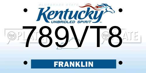 789VT8 Kentucky License Plate