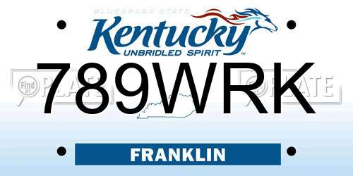 789WRK Kentucky License Plate