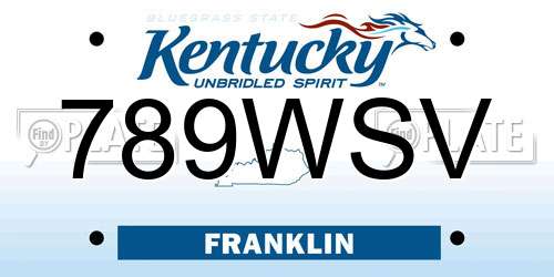 789WSV Kentucky License Plate