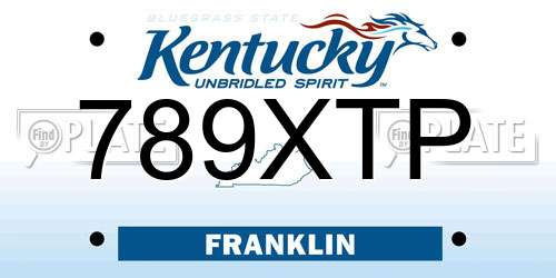789XTP Kentucky License Plate