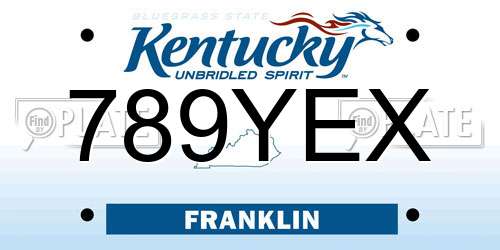 789YEX Kentucky License Plate