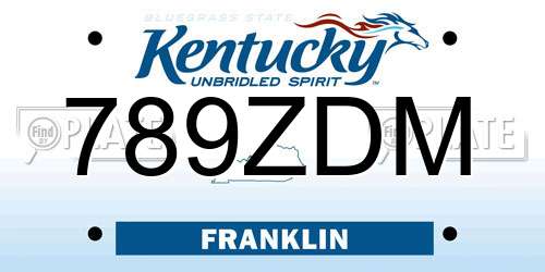 789ZDM Kentucky License Plate