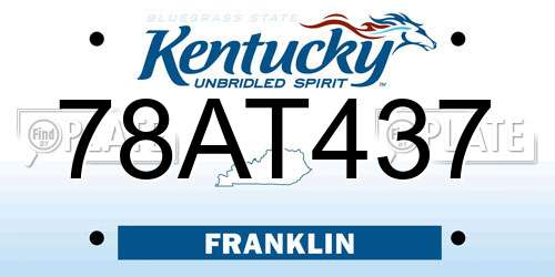 78AT437 Kentucky License Plate