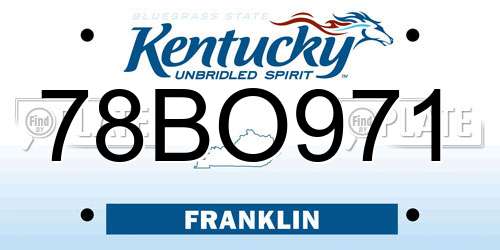 78BO971 Kentucky License Plate