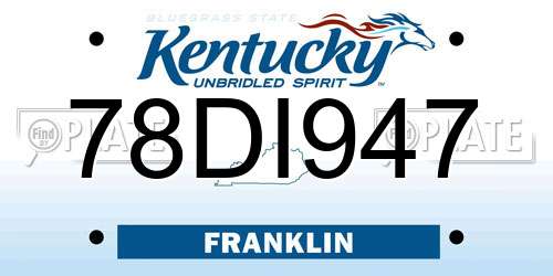 78DI947 Kentucky License Plate