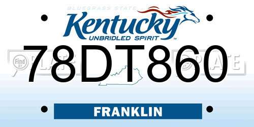 78DT860 Kentucky License Plate