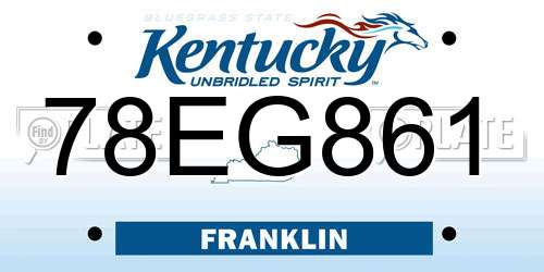 78EG861 Kentucky License Plate