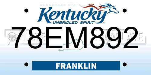 78EM892 Kentucky License Plate