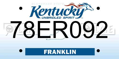 78ER092 Kentucky License Plate