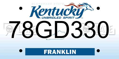 78GD330 Kentucky License Plate