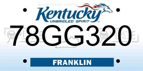 78GG320 Kentucky License Plate