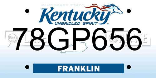 78GP656 Kentucky License Plate