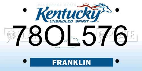 78OL576 Kentucky License Plate