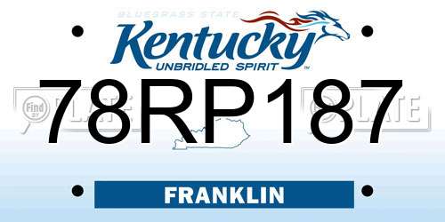 78RP187 Kentucky License Plate