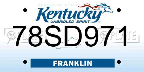 78SD971 Kentucky License Plate