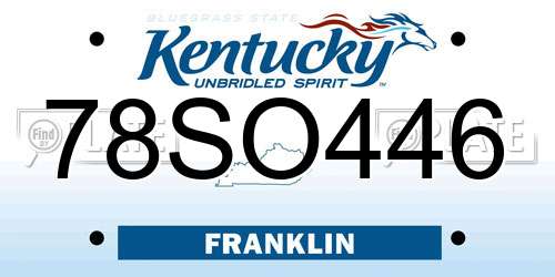 78SO446 Kentucky License Plate