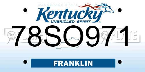 78SO971 Kentucky License Plate