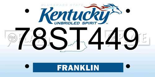 78ST449 Kentucky License Plate