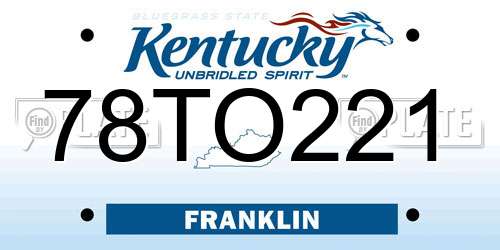 78TO221 Kentucky License Plate