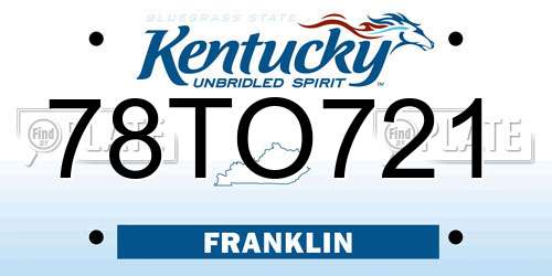 78TO721 Kentucky License Plate