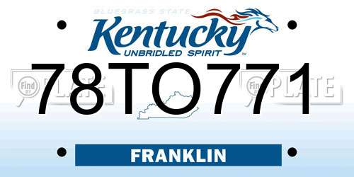 78TO771 Kentucky License Plate