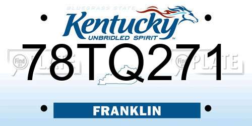 78TQ271 Kentucky License Plate