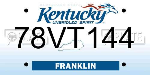 78VT144 Kentucky License Plate