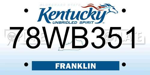 78WB351 Kentucky License Plate