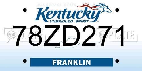 78ZD271 Kentucky License Plate