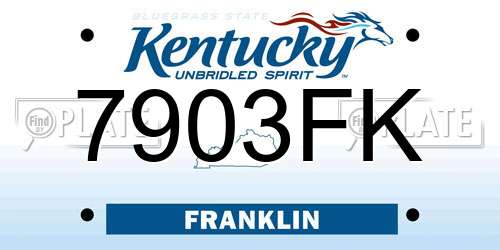 7903FK Kentucky License Plate