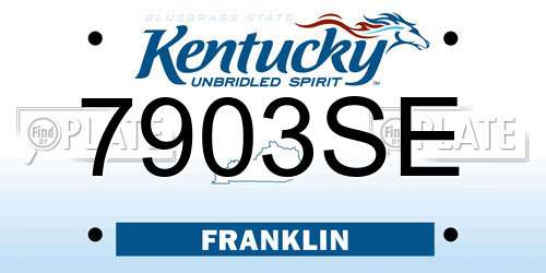 7903SE Kentucky License Plate