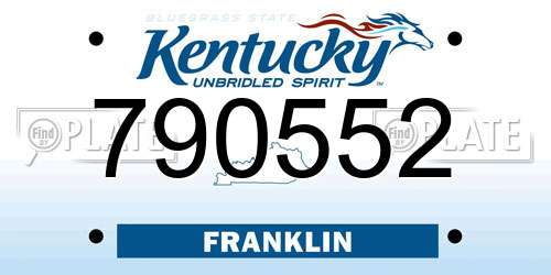 790552 Kentucky License Plate