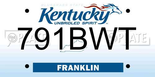 791BWT Kentucky License Plate