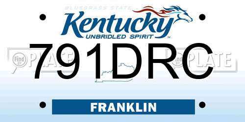 791DRC Kentucky License Plate