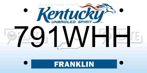 791WHH Kentucky License Plate