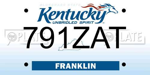 791ZAT Kentucky License Plate