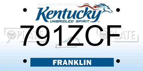 791ZCF Kentucky License Plate