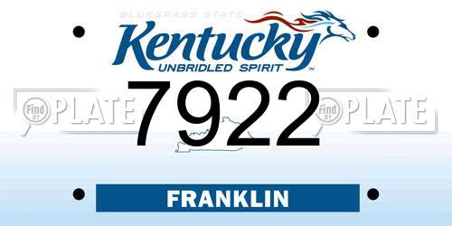 7922 Kentucky License Plate