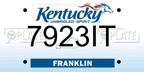 7923IT Kentucky License Plate