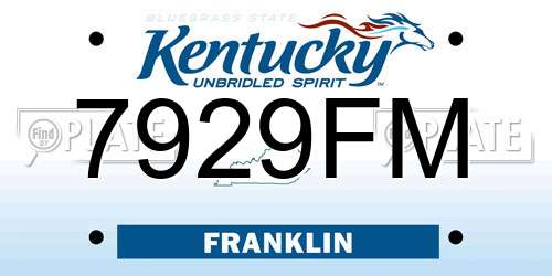 7929FM Kentucky License Plate