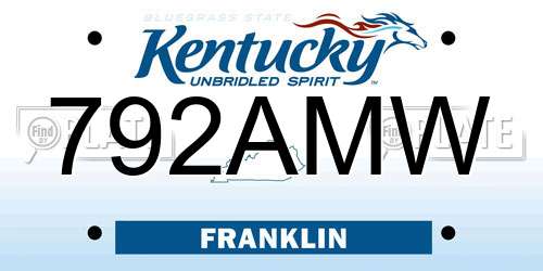 792AMW Kentucky License Plate