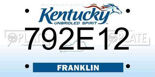 792E12 Kentucky License Plate