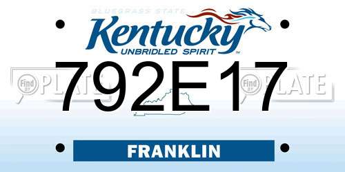 792E17 Kentucky License Plate