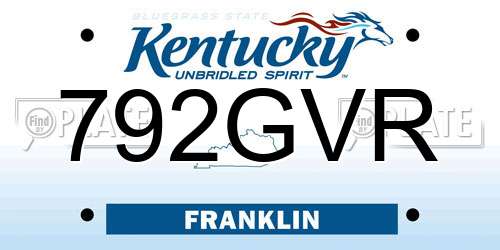792GVR Kentucky License Plate